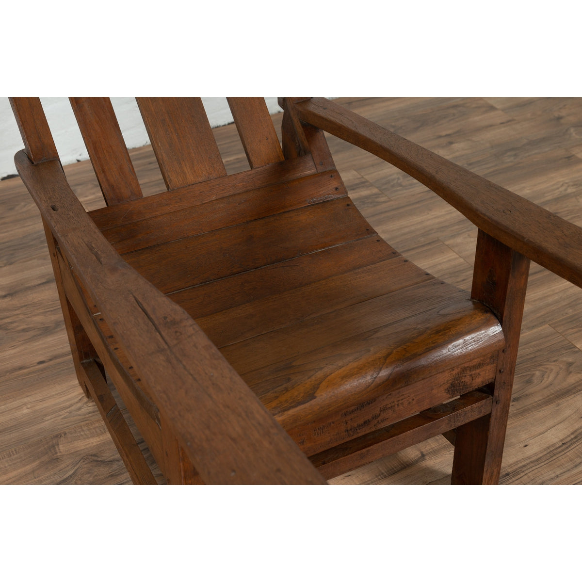 Antique Indonesian Teak Plantation Lounge Chair from Madura with Slanted Back-5. Asian & Chinese Furniture, Art, Antiques, Vintage Home Décor for sale at FEA Home
