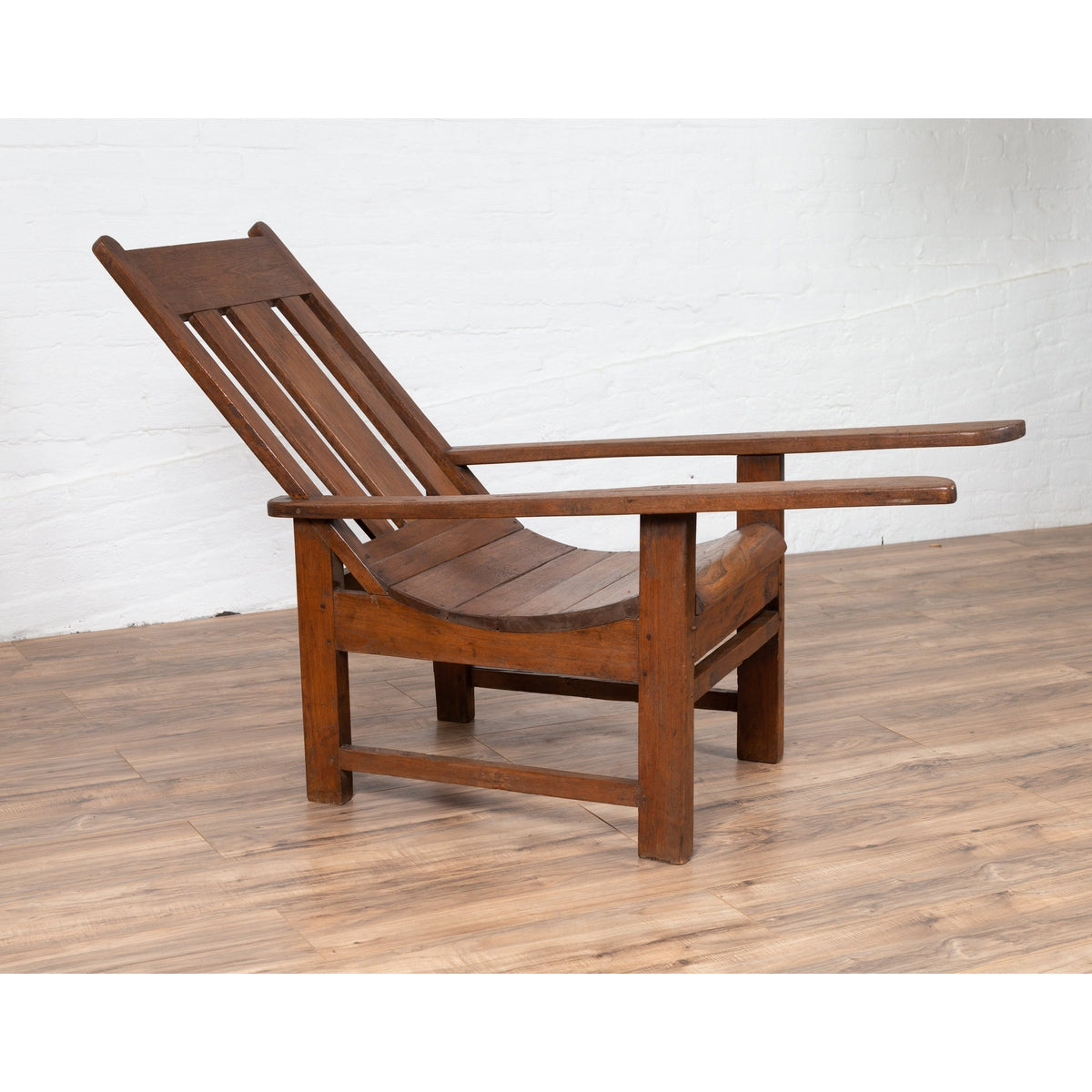 Antique Indonesian Teak Plantation Lounge Chair from Madura with Slanted Back-4. Asian & Chinese Furniture, Art, Antiques, Vintage Home Décor for sale at FEA Home