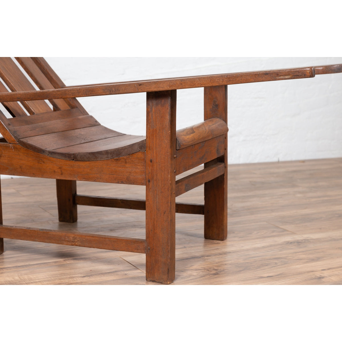 Antique Indonesian Teak Plantation Lounge Chair from Madura with Slanted Back-6. Asian & Chinese Furniture, Art, Antiques, Vintage Home Décor for sale at FEA Home
