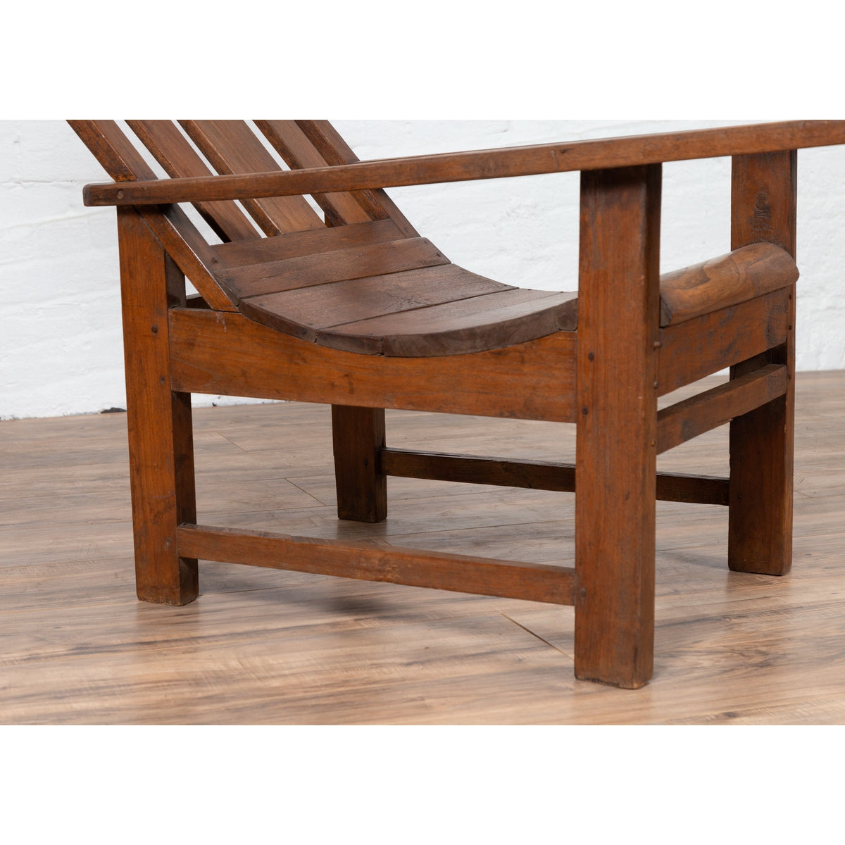 Antique Indonesian Teak Plantation Lounge Chair from Madura with Slanted Back-7. Asian & Chinese Furniture, Art, Antiques, Vintage Home Décor for sale at FEA Home