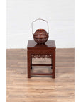 Vintage Chinese Side Table with Dark Red Patina and Foliage Hand Carved Apron-3. Asian & Chinese Furniture, Art, Antiques, Vintage Home Décor for sale at FEA Home