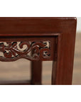 Vintage Chinese Side Table with Dark Red Patina and Foliage Hand Carved Apron-10. Asian & Chinese Furniture, Art, Antiques, Vintage Home Décor for sale at FEA Home