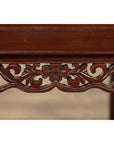 Vintage Chinese Side Table with Dark Red Patina and Foliage Hand Carved Apron-9. Asian & Chinese Furniture, Art, Antiques, Vintage Home Décor for sale at FEA Home