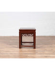Vintage Chinese Side Table with Dark Red Patina and Foliage Hand Carved Apron-6. Asian & Chinese Furniture, Art, Antiques, Vintage Home Décor for sale at FEA Home