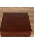 Vintage Chinese Side Table with Dark Red Patina and Foliage Hand Carved Apron-7. Asian & Chinese Furniture, Art, Antiques, Vintage Home Décor for sale at FEA Home