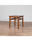 Chinese Ming Style Vintage Natural Wood Side Table with Humpback Stretcher-2. Asian & Chinese Furniture, Art, Antiques, Vintage Home Décor for sale at FEA Home