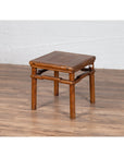 Chinese Ming Style Vintage Natural Wood Side Table with Humpback Stretcher-4. Asian & Chinese Furniture, Art, Antiques, Vintage Home Décor for sale at FEA Home