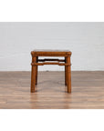 Chinese Ming Style Vintage Natural Wood Side Table with Humpback Stretcher-5. Asian & Chinese Furniture, Art, Antiques, Vintage Home Décor for sale at FEA Home