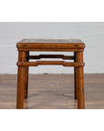 Chinese Ming Style Vintage Natural Wood Side Table with Humpback Stretcher-6. Asian & Chinese Furniture, Art, Antiques, Vintage Home Décor for sale at FEA Home