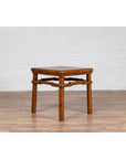 Chinese Ming Style Vintage Natural Wood Side Table with Humpback Stretcher-9. Asian & Chinese Furniture, Art, Antiques, Vintage Home Décor for sale at FEA Home
