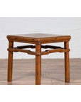 Chinese Ming Style Vintage Natural Wood Side Table with Humpback Stretcher-7. Asian & Chinese Furniture, Art, Antiques, Vintage Home Décor for sale at FEA Home