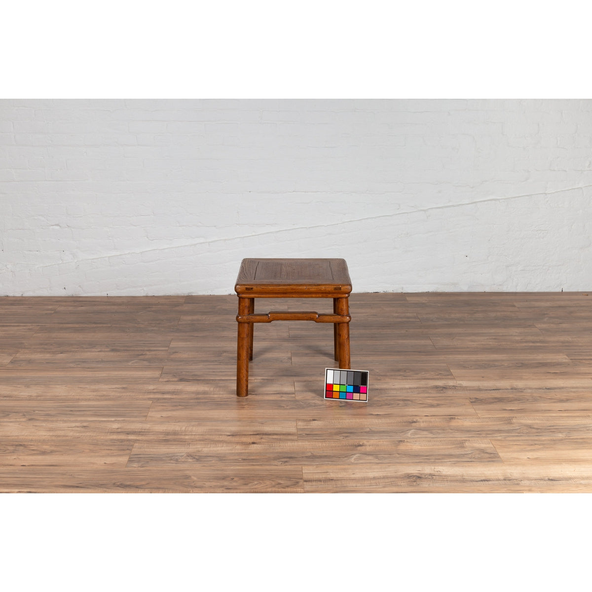 Chinese Ming Style Vintage Natural Wood Side Table with Humpback Stretcher-8. Asian & Chinese Furniture, Art, Antiques, Vintage Home Décor for sale at FEA Home