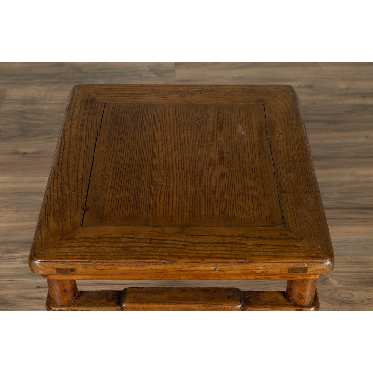 Chinese Ming Style Vintage Natural Wood Side Table with Humpback Stretcher-12. Asian & Chinese Furniture, Art, Antiques, Vintage Home Décor for sale at FEA Home