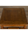 Chinese Ming Style Vintage Natural Wood Side Table with Humpback Stretcher-12. Asian & Chinese Furniture, Art, Antiques, Vintage Home Décor for sale at FEA Home