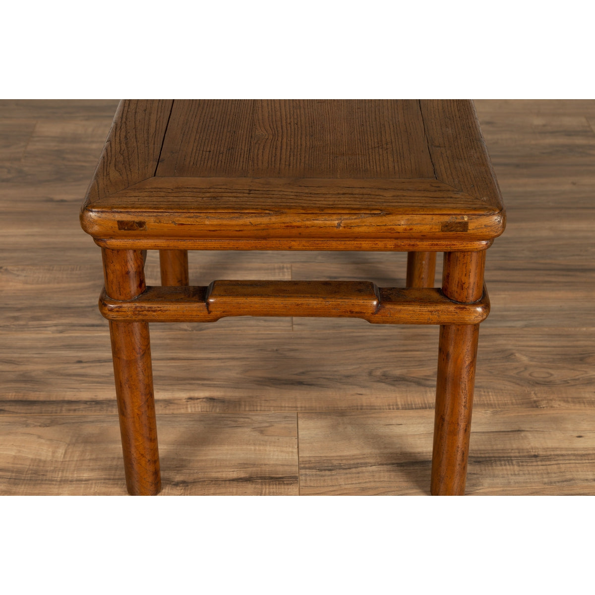 Chinese Ming Style Vintage Natural Wood Side Table with Humpback Stretcher-13. Asian & Chinese Furniture, Art, Antiques, Vintage Home Décor for sale at FEA Home