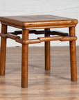 Chinese Ming Style Vintage Natural Wood Side Table with Humpback Stretcher-15. Asian & Chinese Furniture, Art, Antiques, Vintage Home Décor for sale at FEA Home
