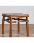 Chinese Ming Style Vintage Natural Wood Side Table with Humpback Stretcher-16. Asian & Chinese Furniture, Art, Antiques, Vintage Home Décor for sale at FEA Home