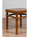 Chinese Antique Ming Style Natural Wood Side Table with Humpback Stretcher-6. Asian & Chinese Furniture, Art, Antiques, Vintage Home Décor for sale at FEA Home