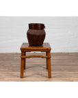 Chinese Antique Ming Style Natural Wood Side Table with Humpback Stretcher-3. Asian & Chinese Furniture, Art, Antiques, Vintage Home Décor for sale at FEA Home