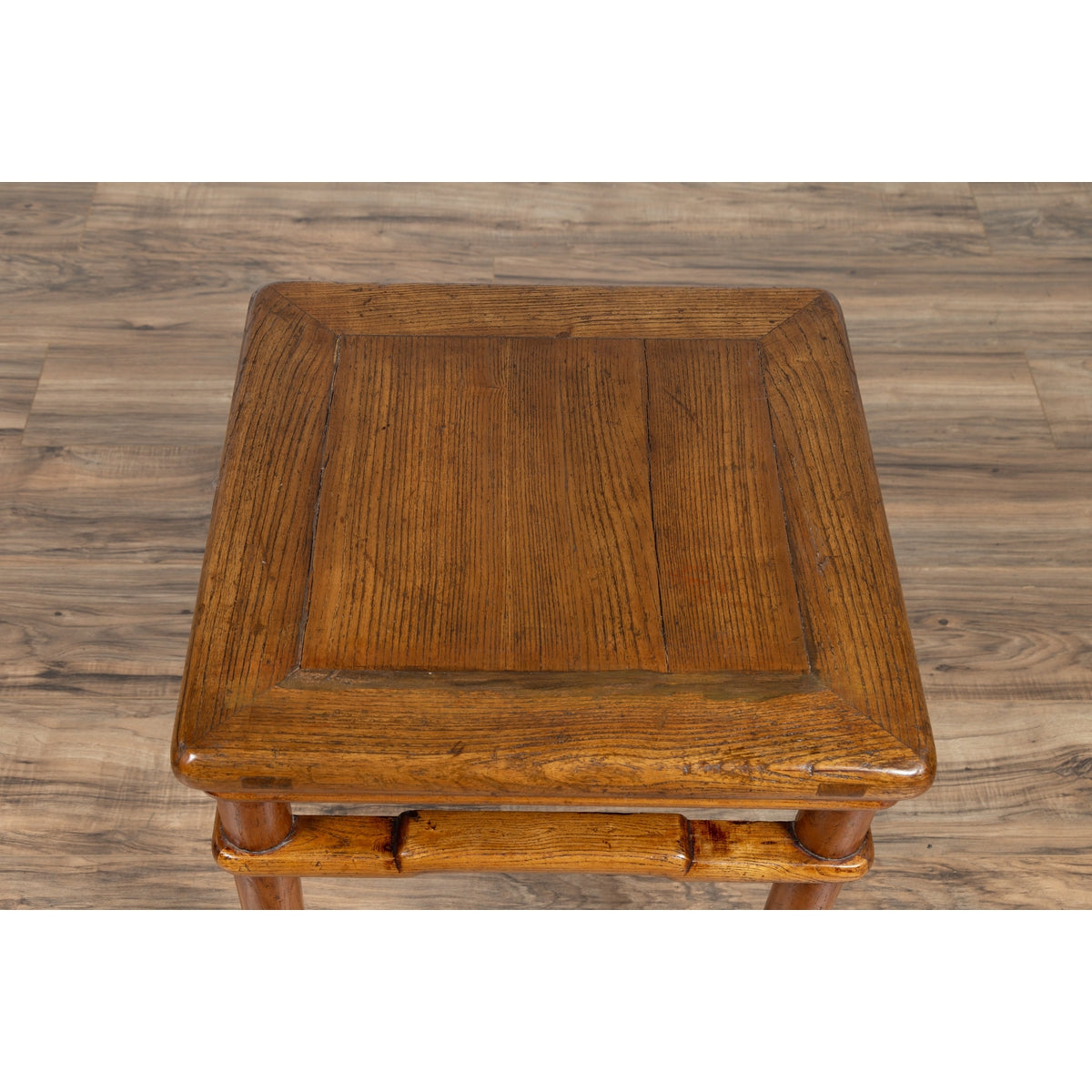 Chinese Antique Ming Style Natural Wood Side Table with Humpback Stretcher-9. Asian & Chinese Furniture, Art, Antiques, Vintage Home Décor for sale at FEA Home
