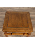 Chinese Antique Ming Style Natural Wood Side Table with Humpback Stretcher-9. Asian & Chinese Furniture, Art, Antiques, Vintage Home Décor for sale at FEA Home