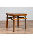 Chinese Antique Ming Style Natural Wood Side Table with Humpback Stretcher-12. Asian & Chinese Furniture, Art, Antiques, Vintage Home Décor for sale at FEA Home