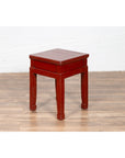 Chinese Early 20th Century Red Lacquer Stool with Drawer and Horse-Hoof Legs-11. Asian & Chinese Furniture, Art, Antiques, Vintage Home Décor for sale at FEA Home