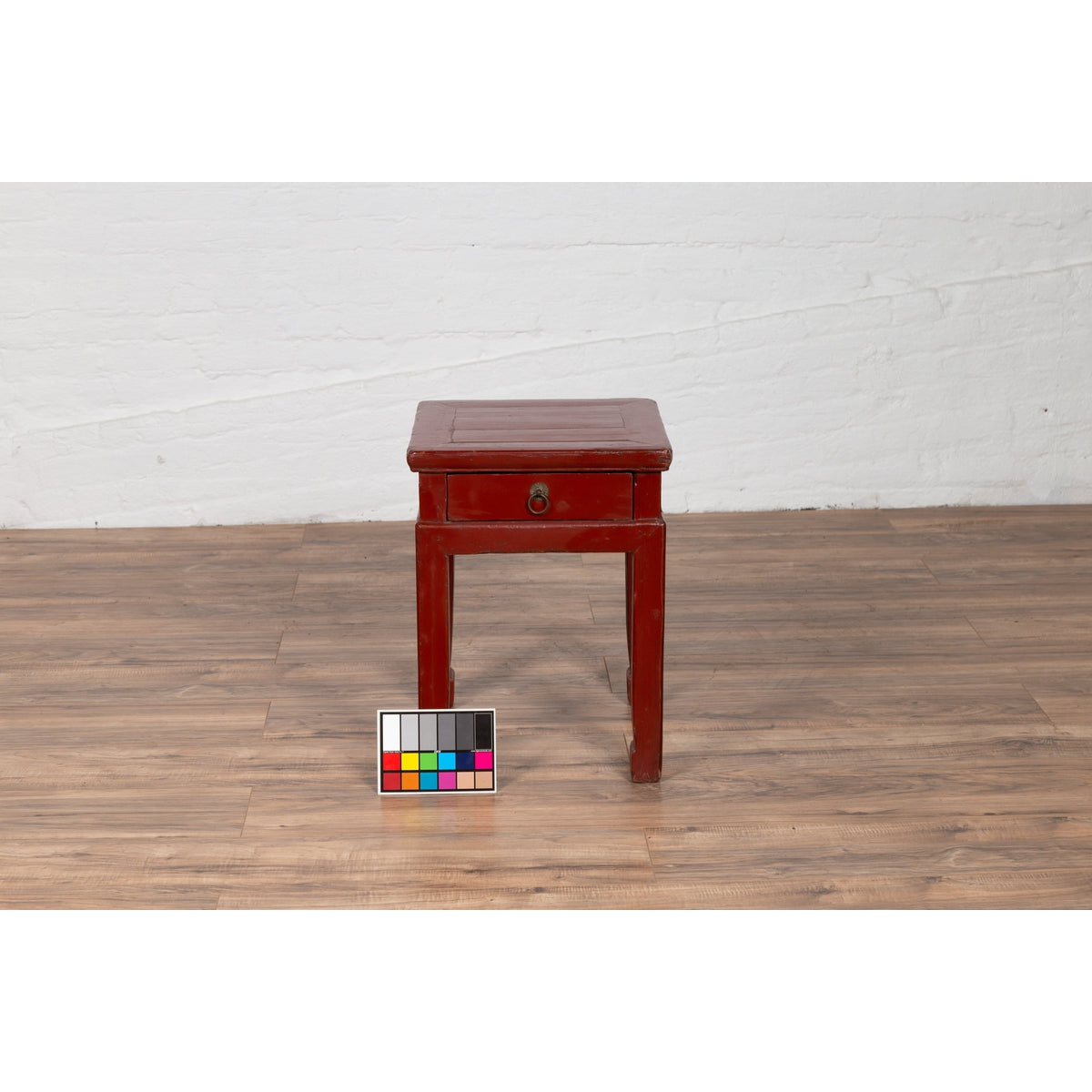 Chinese Early 20th Century Red Lacquer Stool with Drawer and Horse-Hoof Legs-4. Asian & Chinese Furniture, Art, Antiques, Vintage Home Décor for sale at FEA Home