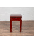 Chinese Early 20th Century Red Lacquer Stool with Drawer and Horse-Hoof Legs-10. Asian & Chinese Furniture, Art, Antiques, Vintage Home Décor for sale at FEA Home
