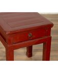 Chinese Early 20th Century Red Lacquer Stool with Drawer and Horse-Hoof Legs-7. Asian & Chinese Furniture, Art, Antiques, Vintage Home Décor for sale at FEA Home