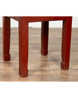Chinese Early 20th Century Red Lacquer Stool with Drawer and Horse-Hoof Legs-9. Asian & Chinese Furniture, Art, Antiques, Vintage Home Décor for sale at FEA Home