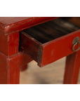 Chinese Early 20th Century Red Lacquer Stool with Drawer and Horse-Hoof Legs-8. Asian & Chinese Furniture, Art, Antiques, Vintage Home Décor for sale at FEA Home