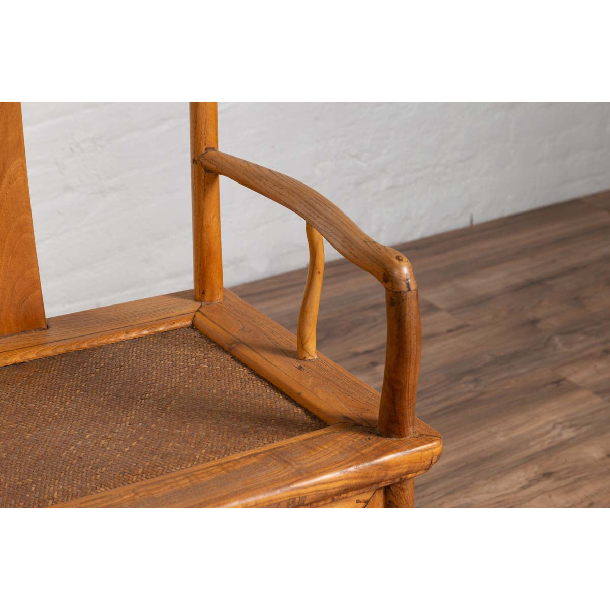 Ming Dynasty Style Wedding Armchairs with Curving Arms and Woven Rattan Seats-7. Asian & Chinese Furniture, Art, Antiques, Vintage Home Décor for sale at FEA Home