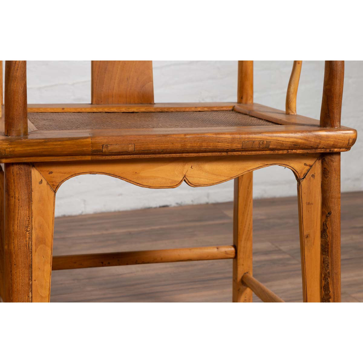 Ming Dynasty Style Wedding Armchairs with Curving Arms and Woven Rattan Seats-8. Asian & Chinese Furniture, Art, Antiques, Vintage Home Décor for sale at FEA Home