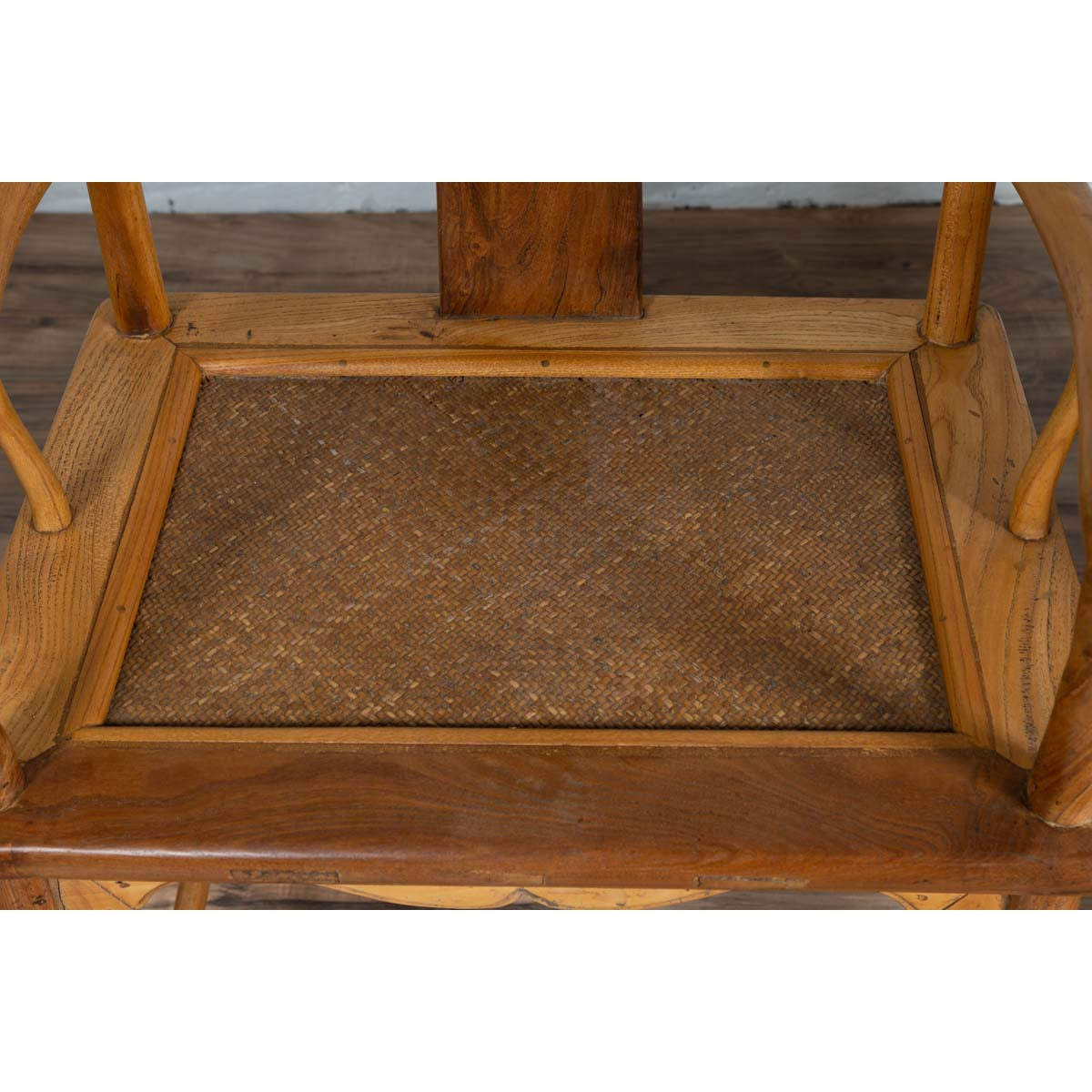 Ming Dynasty Style Wedding Armchairs with Curving Arms and Woven Rattan Seats-11. Asian & Chinese Furniture, Art, Antiques, Vintage Home Décor for sale at FEA Home