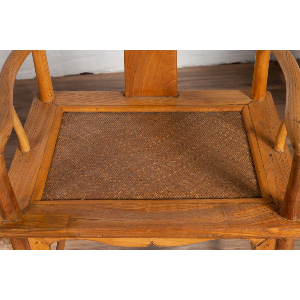 Ming Dynasty Style Wedding Armchairs with Curving Arms and Woven Rattan Seats-12. Asian & Chinese Furniture, Art, Antiques, Vintage Home Décor for sale at FEA Home