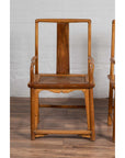 Ming Dynasty Style Wedding Armchairs with Curving Arms and Woven Rattan Seats-13. Asian & Chinese Furniture, Art, Antiques, Vintage Home Décor for sale at FEA Home