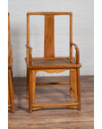 Ming Dynasty Style Wedding Armchairs with Curving Arms and Woven Rattan Seats-14. Asian & Chinese Furniture, Art, Antiques, Vintage Home Décor for sale at FEA Home
