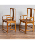 Ming Dynasty Style Wedding Armchairs with Curving Arms and Woven Rattan Seats-5. Asian & Chinese Furniture, Art, Antiques, Vintage Home Décor for sale at FEA Home