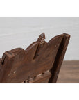 Antique Indian Rustic Low Seat Wooden Chair with Carved Rosettes and Twine Seat-11. Asian & Chinese Furniture, Art, Antiques, Vintage Home Décor for sale at FEA Home