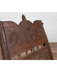 Antique Indian Rustic Low Seat Wooden Chair with Carved Rosettes and Twine Seat-8. Asian & Chinese Furniture, Art, Antiques, Vintage Home Décor for sale at FEA Home