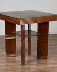 Chinese Vintage Art Deco Ribbed Game Table with Pull-Out Drawers and Canted Legs-2. Asian & Chinese Furniture, Art, Antiques, Vintage Home Décor for sale at FEA Home
