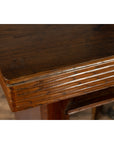 Chinese Vintage Art Deco Ribbed Game Table with Pull-Out Drawers and Canted Legs-6. Asian & Chinese Furniture, Art, Antiques, Vintage Home Décor for sale at FEA Home