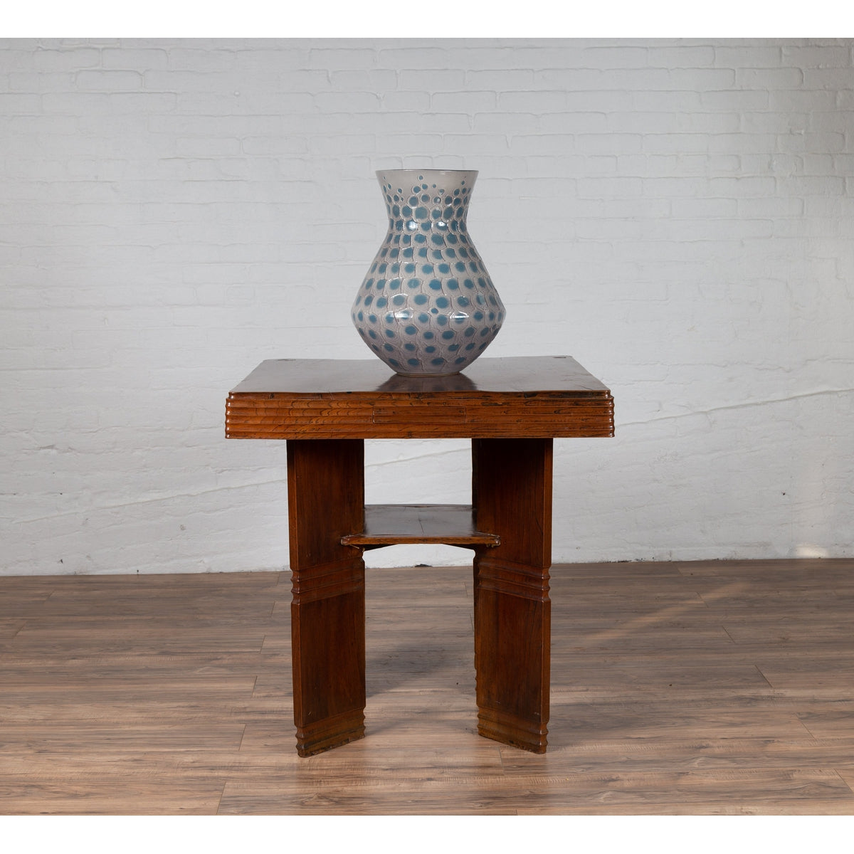 Chinese Vintage Art Deco Ribbed Game Table with Pull-Out Drawers and Canted Legs-3. Asian & Chinese Furniture, Art, Antiques, Vintage Home Décor for sale at FEA Home