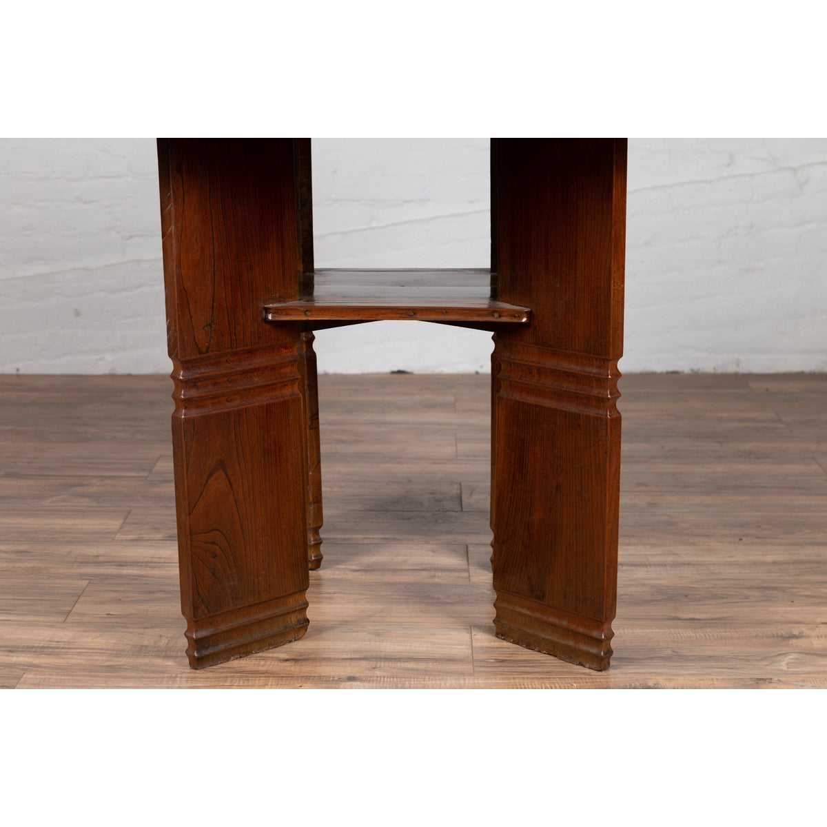 Chinese Vintage Art Deco Ribbed Game Table with Pull-Out Drawers and Canted Legs-10. Asian & Chinese Furniture, Art, Antiques, Vintage Home Décor for sale at FEA Home