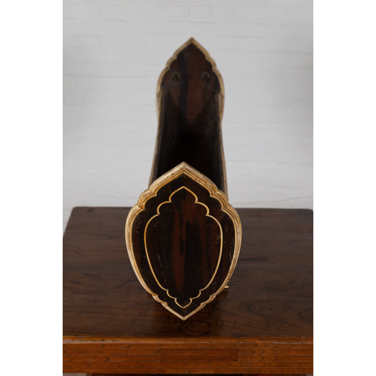 Antique Indonesian Handmade Boat Model on Pedestal with Bone Inlay over Wood-11. Asian & Chinese Furniture, Art, Antiques, Vintage Home Décor for sale at FEA Home