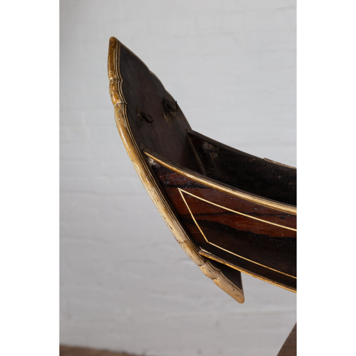 Antique Indonesian Handmade Boat Model on Pedestal with Bone Inlay over Wood-5. Asian & Chinese Furniture, Art, Antiques, Vintage Home Décor for sale at FEA Home