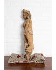 Indian Gujarat Hand Carved Temple Carving Statue Depicting a Woman and a Feline-6. Asian & Chinese Furniture, Art, Antiques, Vintage Home Décor for sale at FEA Home