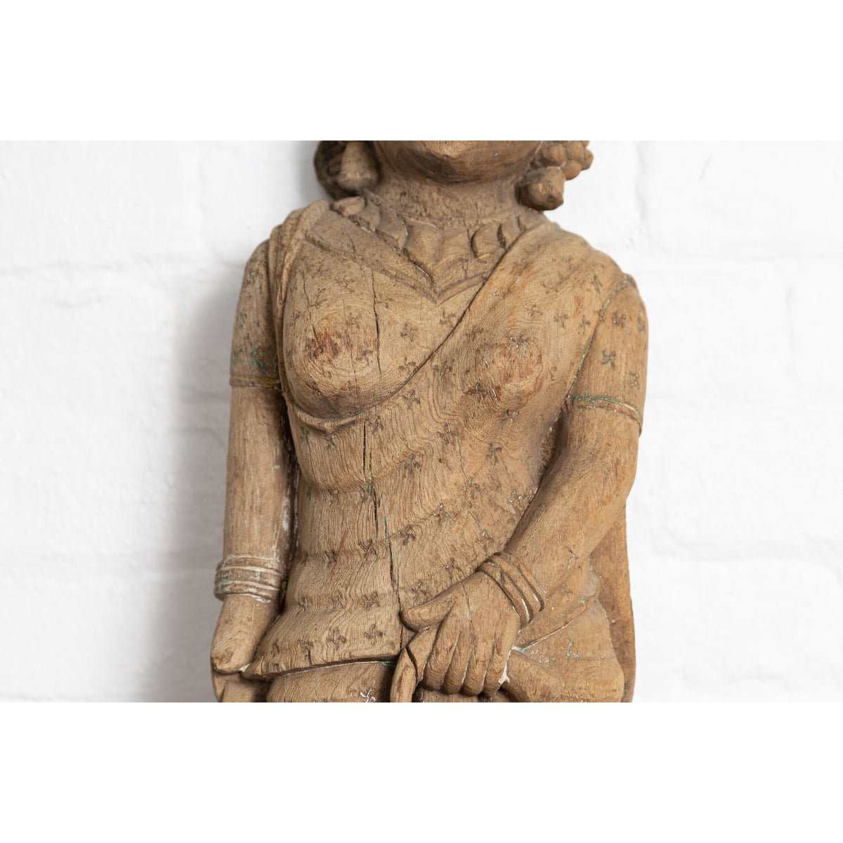 Indian Gujarat Hand Carved Temple Carving Statue Depicting a Woman and a Feline-8. Asian & Chinese Furniture, Art, Antiques, Vintage Home Décor for sale at FEA Home