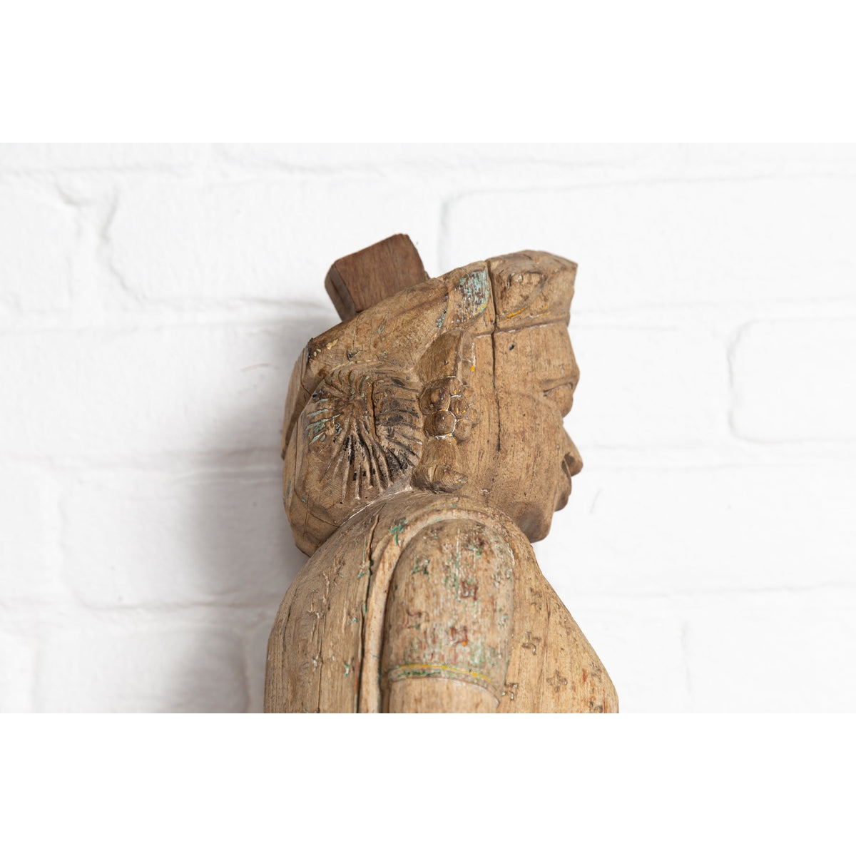 Indian Gujarat Hand Carved Temple Carving Statue Depicting a Woman and a Feline-9. Asian & Chinese Furniture, Art, Antiques, Vintage Home Décor for sale at FEA Home